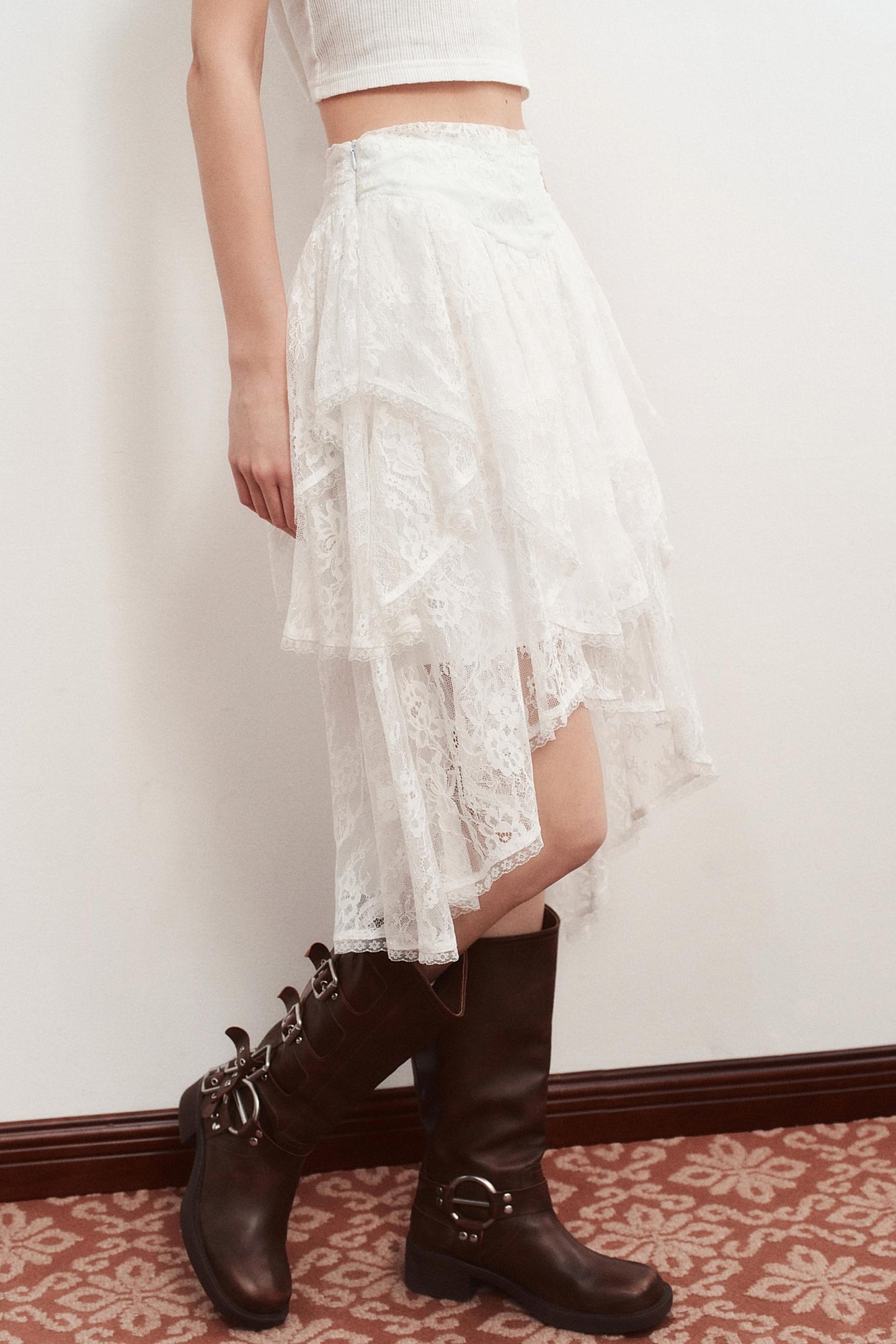 Irregular Thin White Skirt
