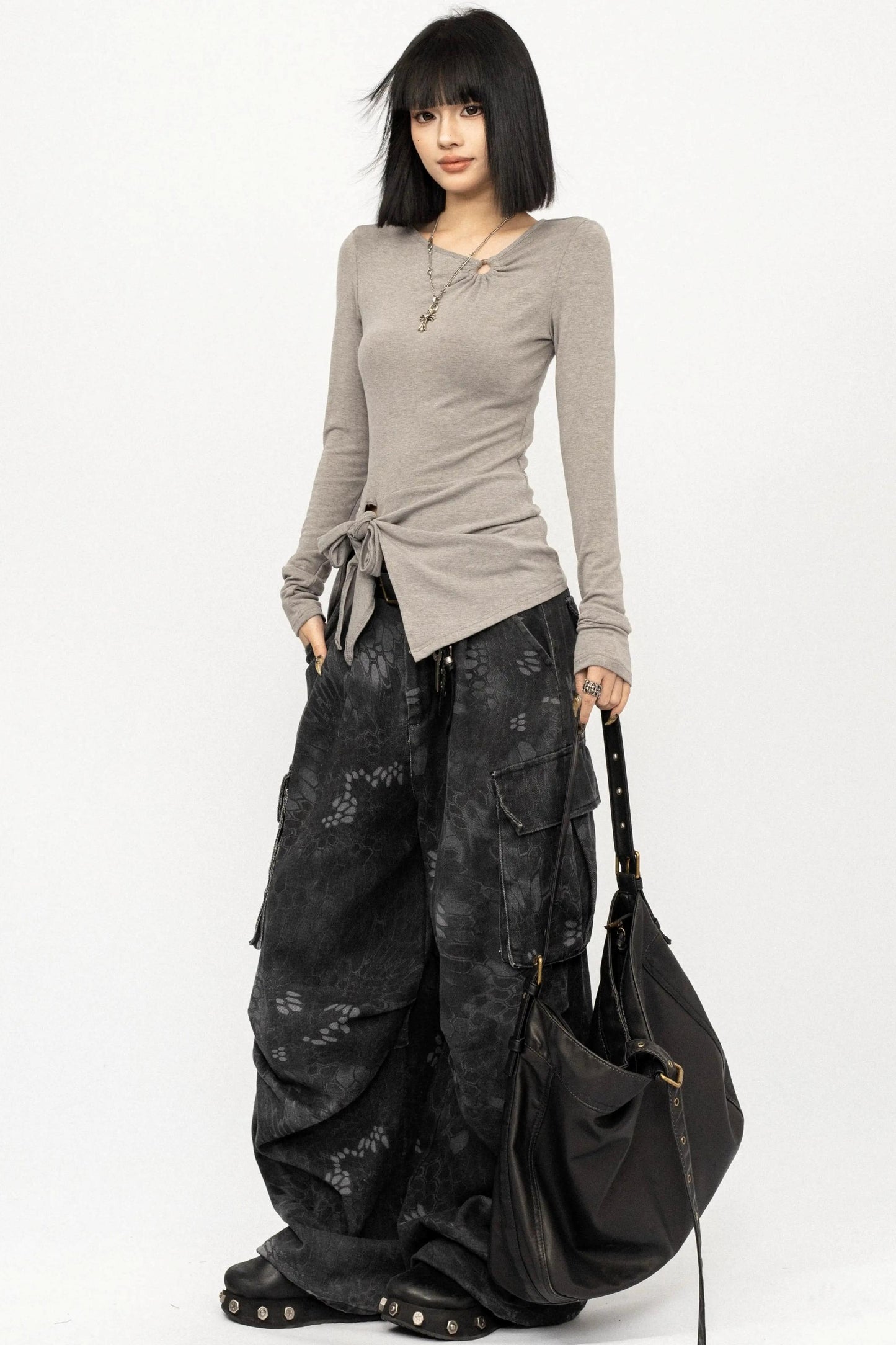 Twisted Tie Slim-Fit Blouse