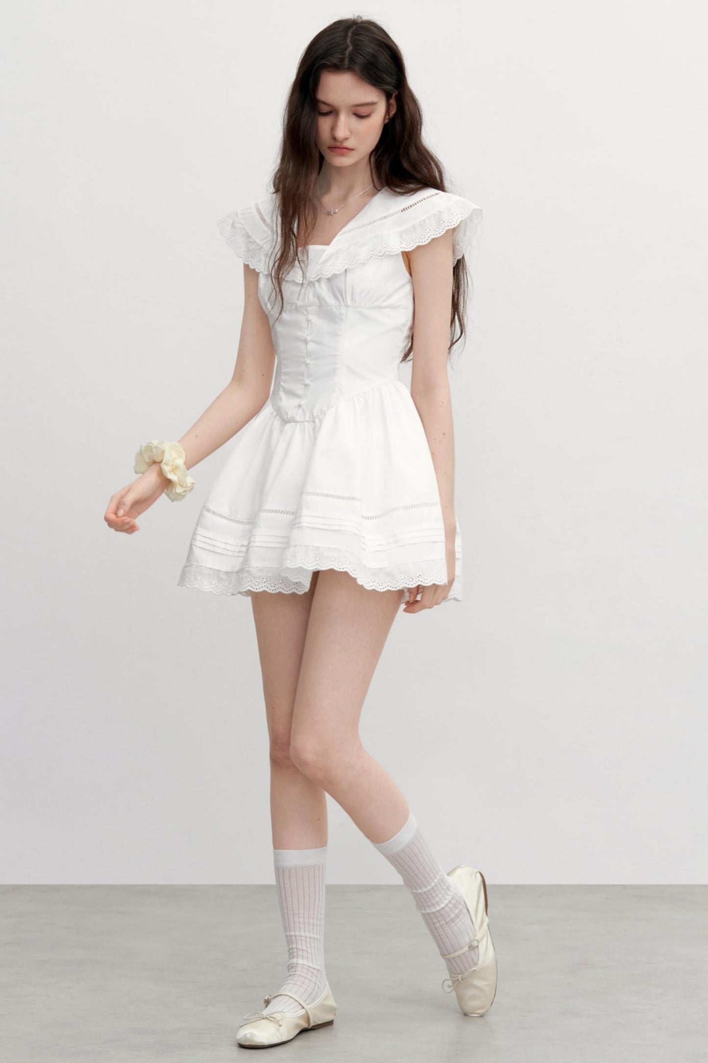 Vintage Lace Neck Dress