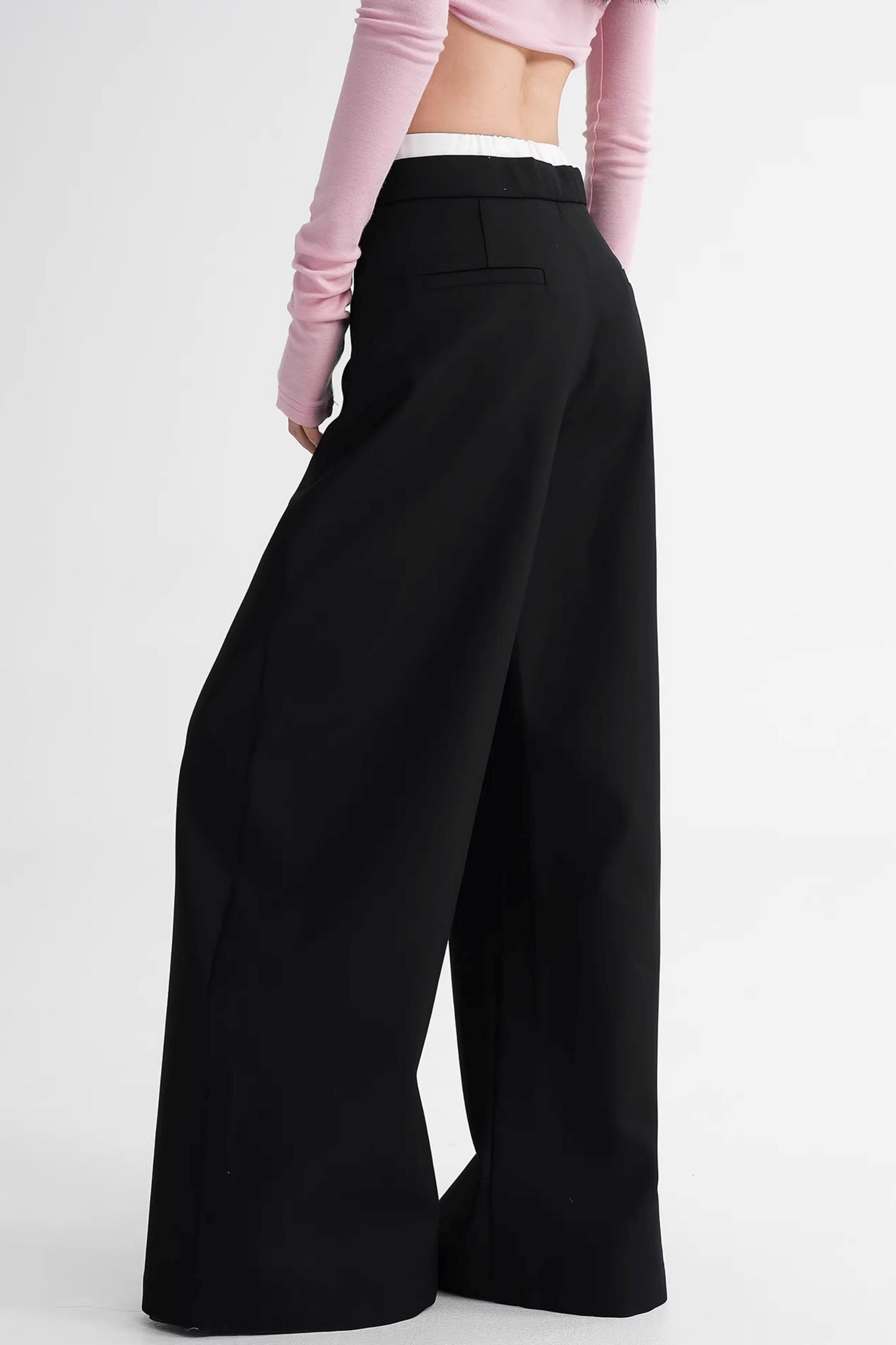 Elegant Color-Blocking Wide-Leg Pants
