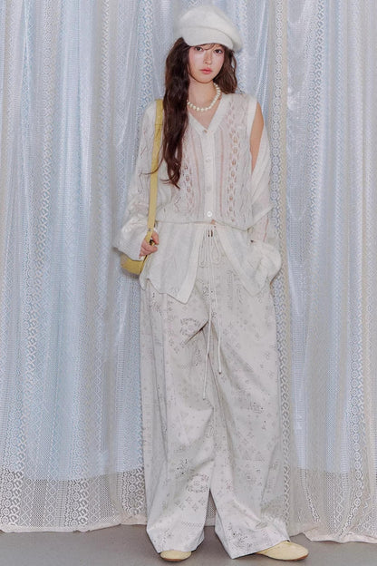 Mohair Purple Cut-Out Cardigan Set-Up