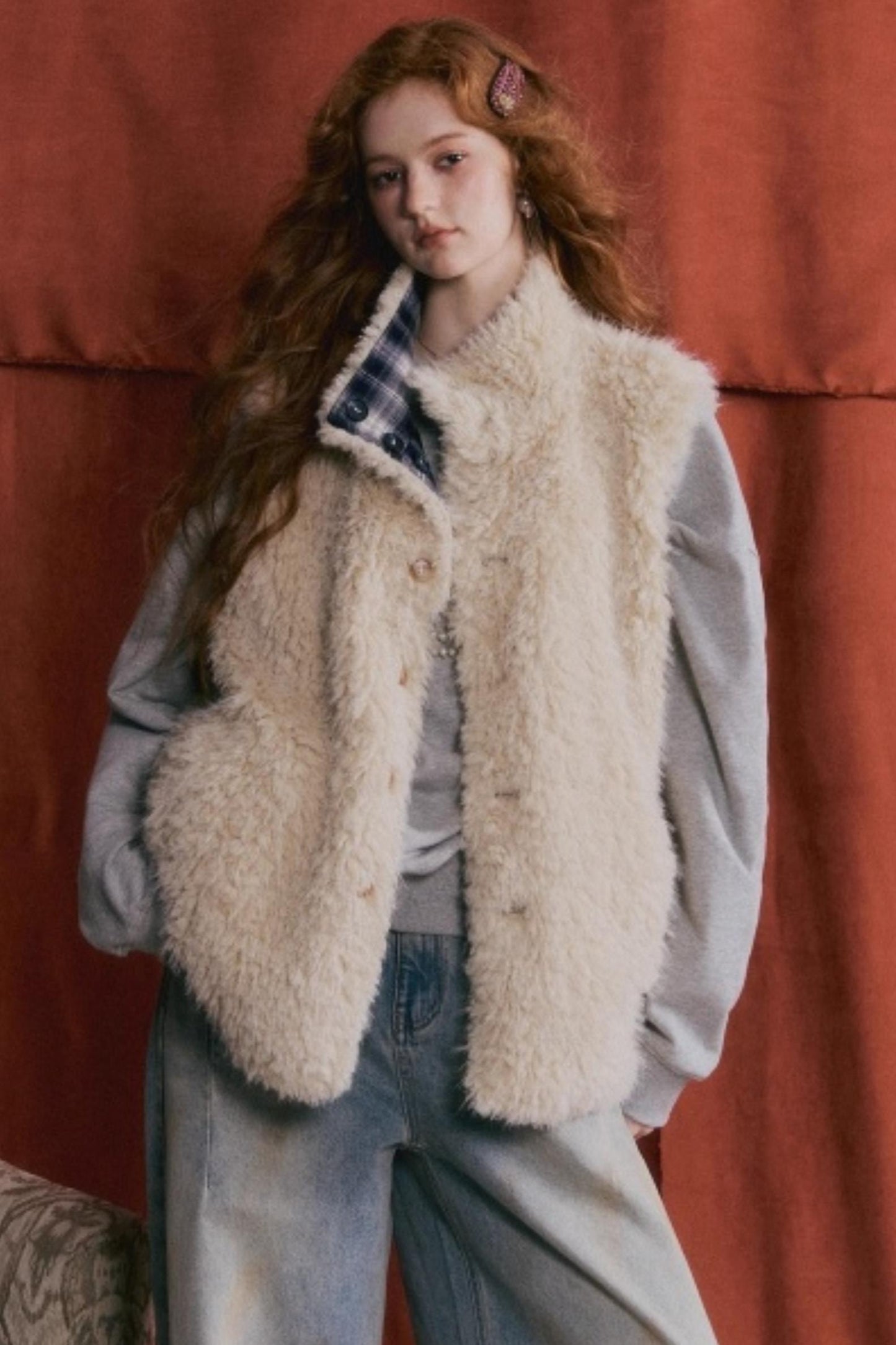 Blue Check Reversible Plaid Vest