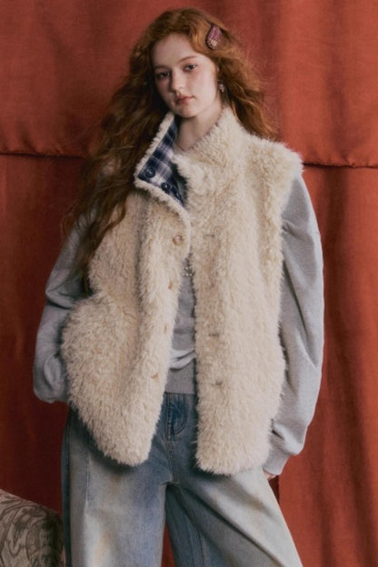 Blue Check Reversible Plaid Vest