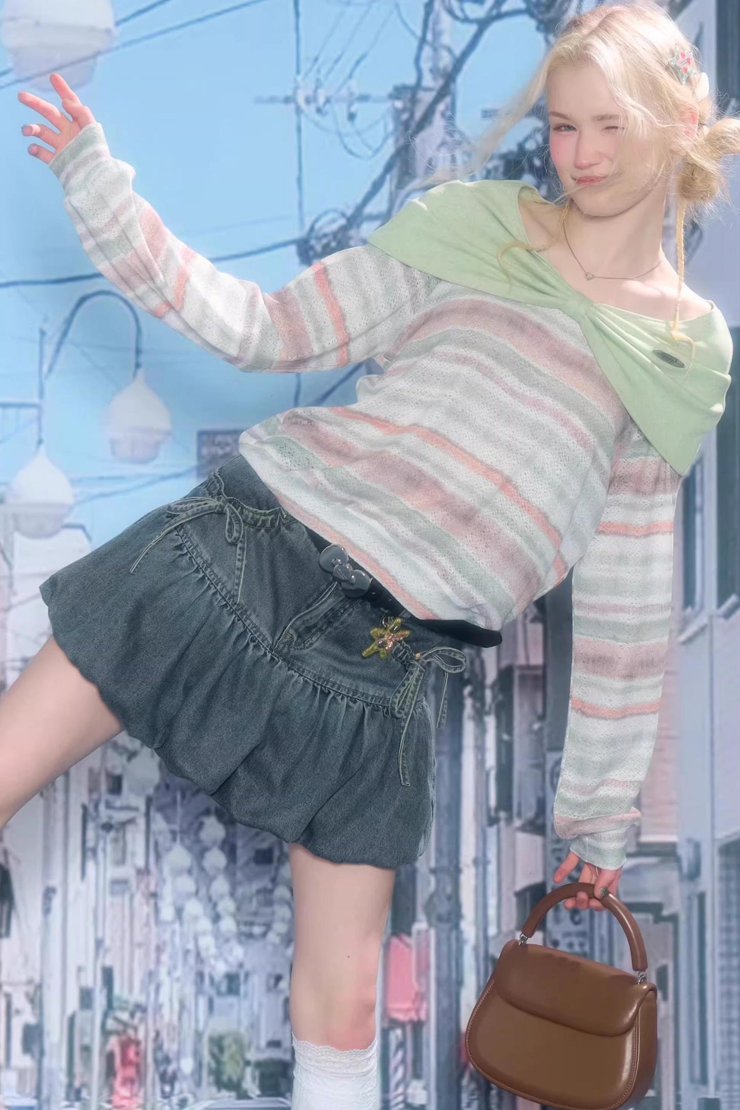 Spring Mist Striped Knit Top