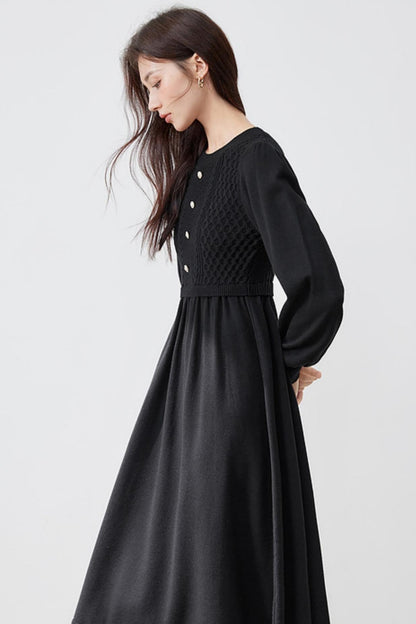 French Knit Sweater Waist Dress