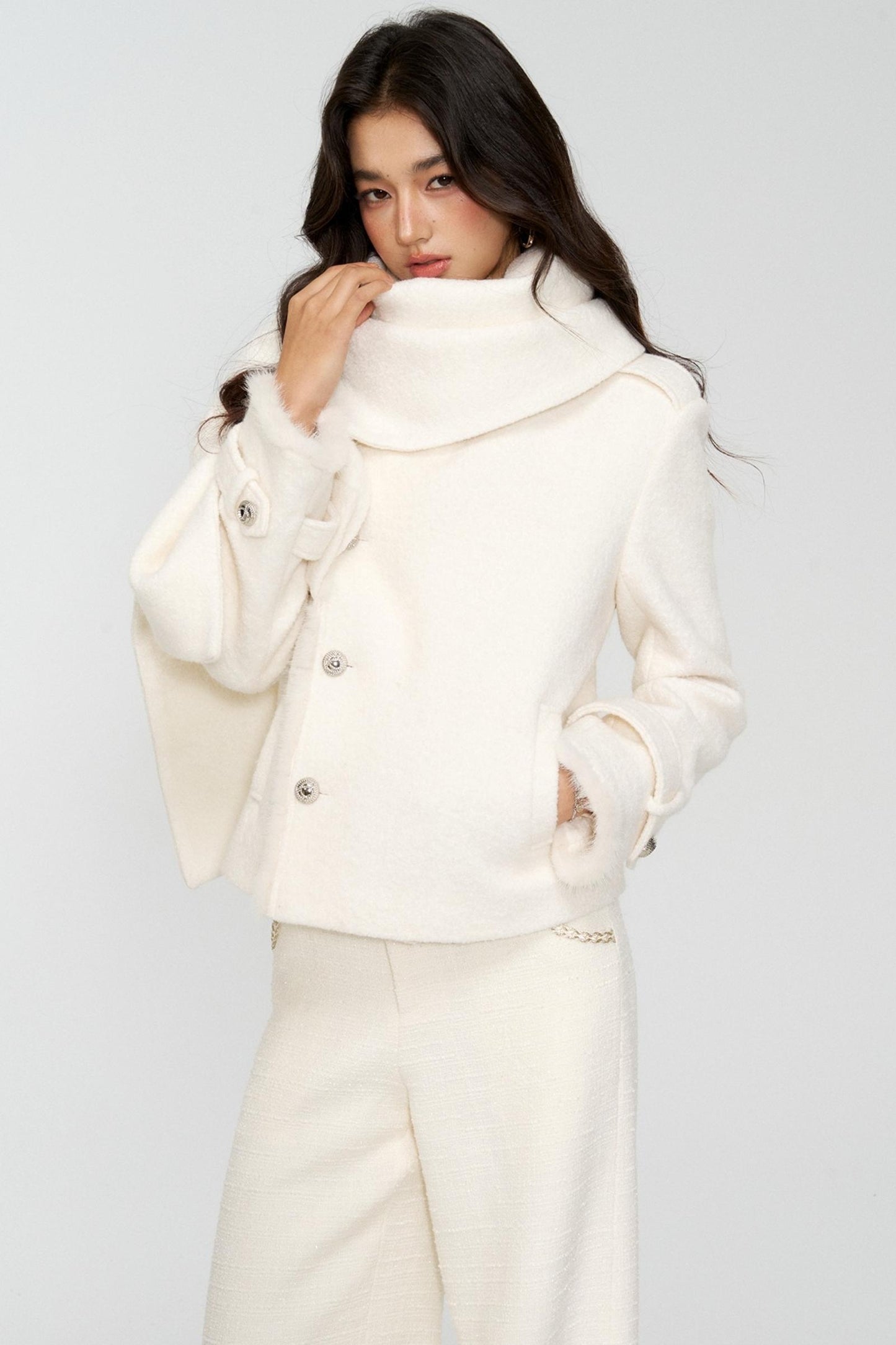 Exquisite Woolen Cropped Jacket Set-Up