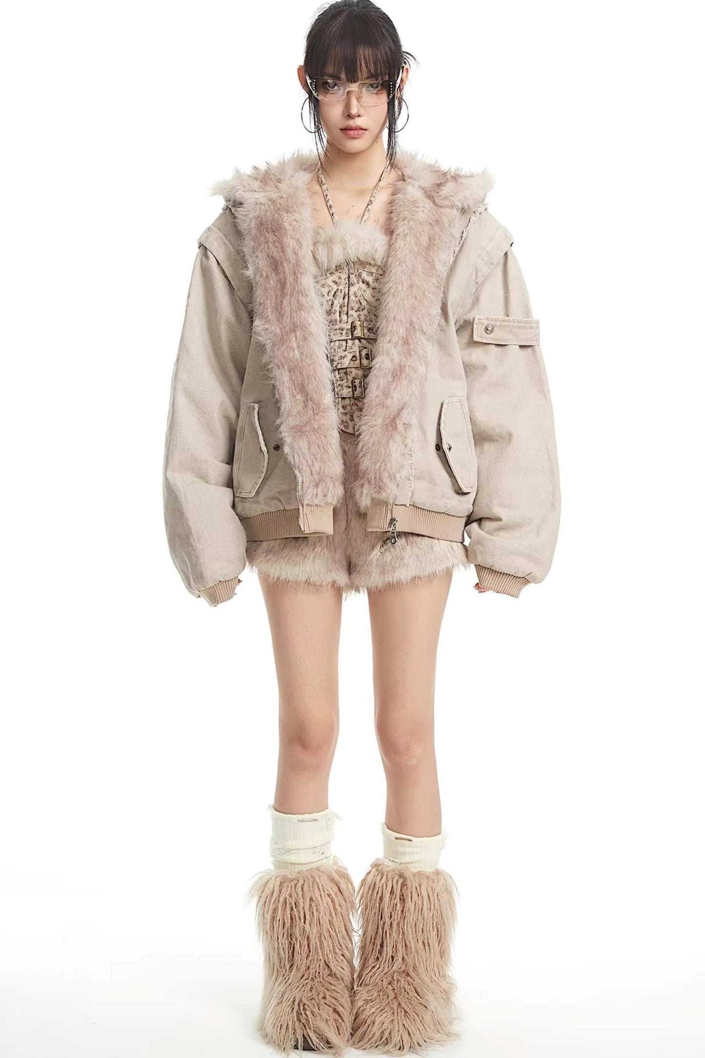 Plush-Lined Hooded Cotton Jacket