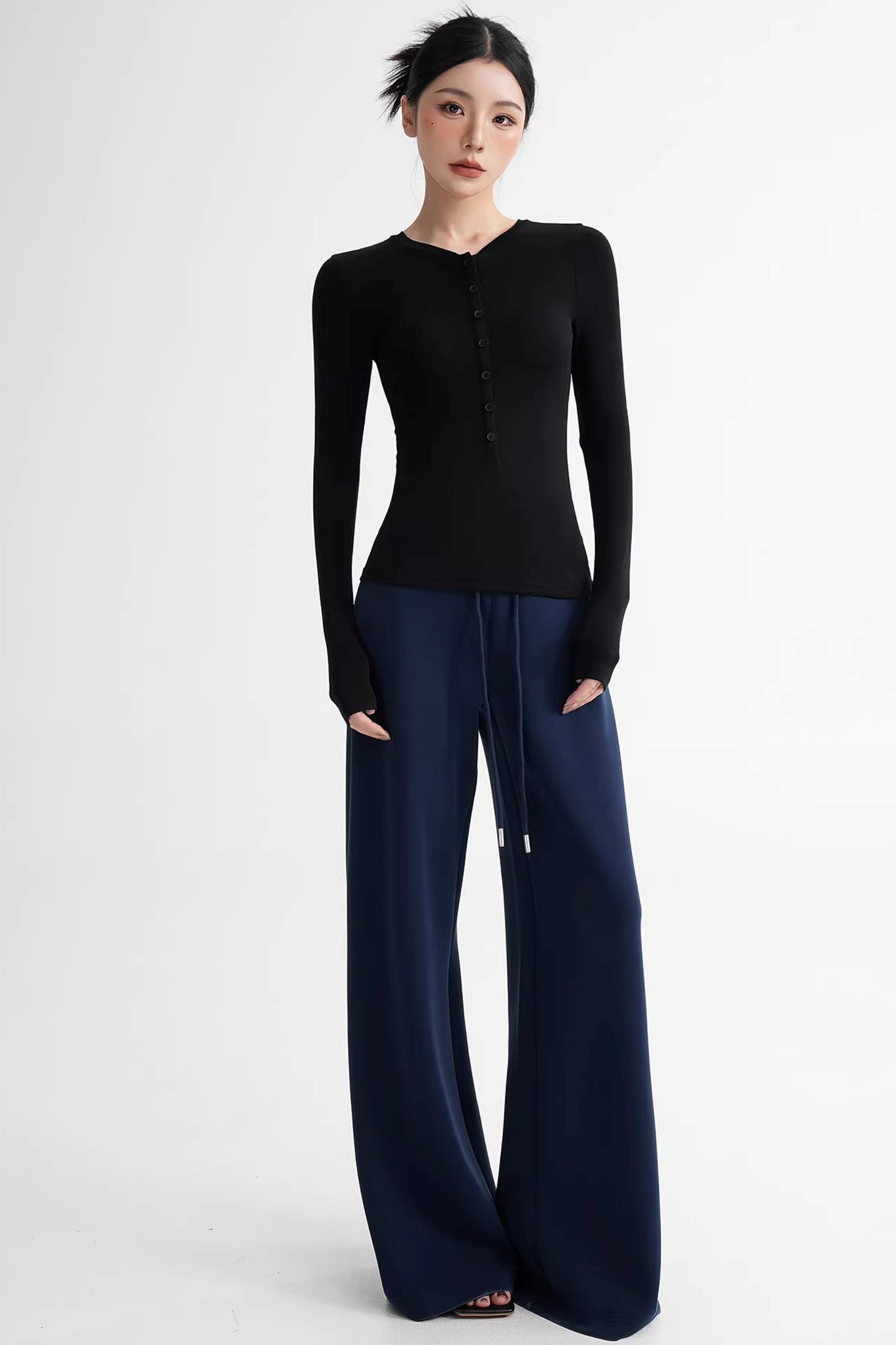 Wool Lyocell Henley Top