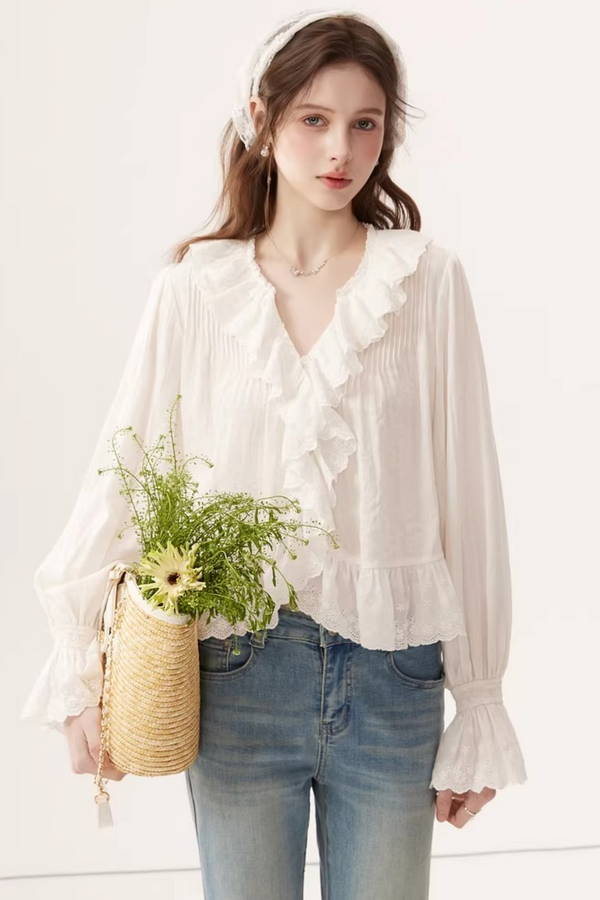 Linen V-Neck Blouse