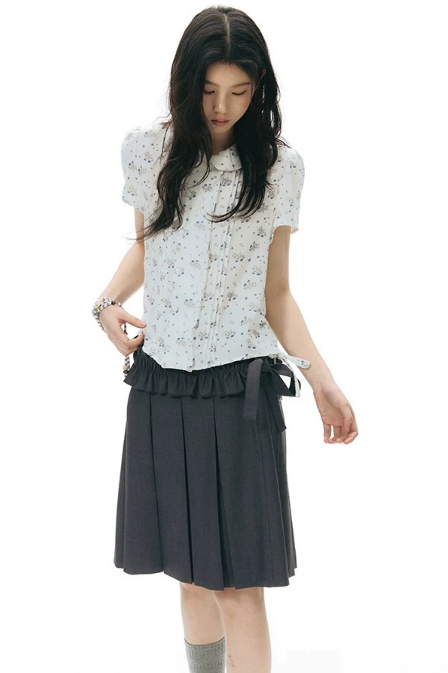 Conjunto de falda plisada desmontable de largo medio
