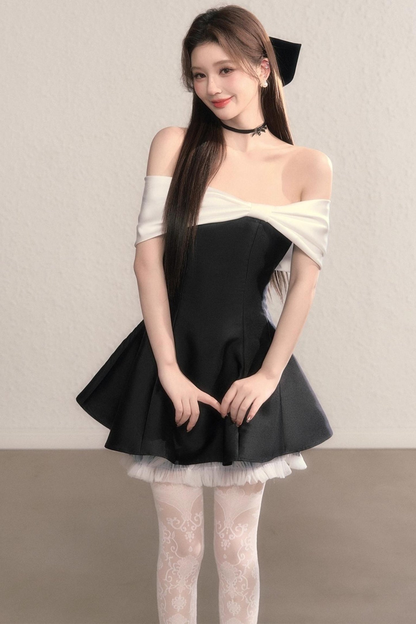 Gently Twisted French A-Line Puffy Dress