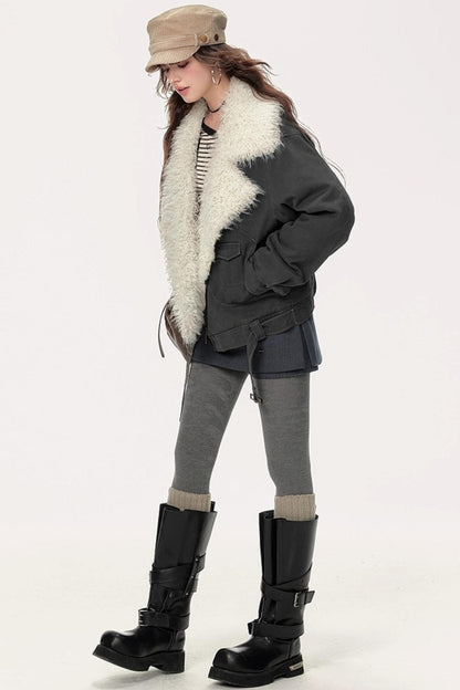 Retro Motorcycle Wind Fur Collar Jacket