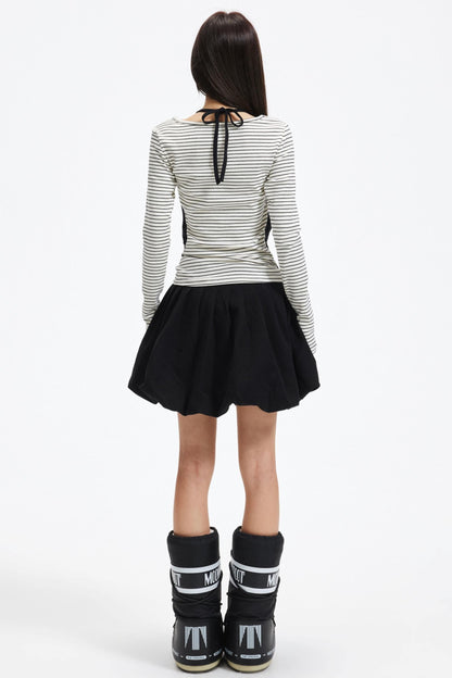 Patchwork Faux Layered Knit Top