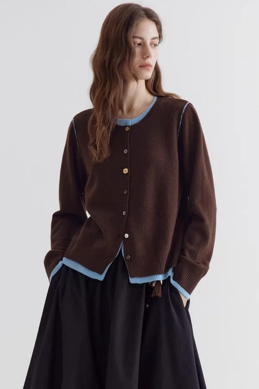 Colorful Wool Contrast Cardigan