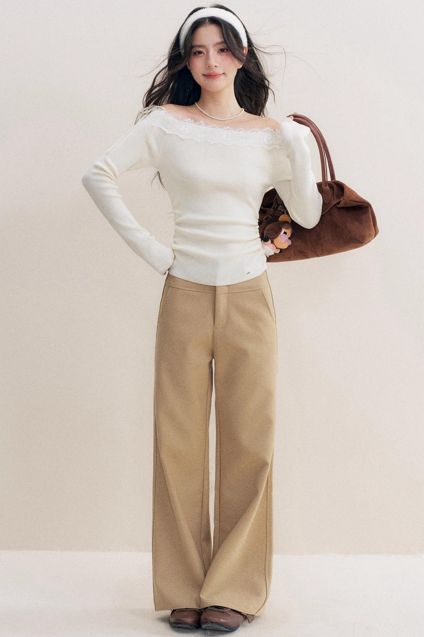 Lace Paneled Long Knit Top