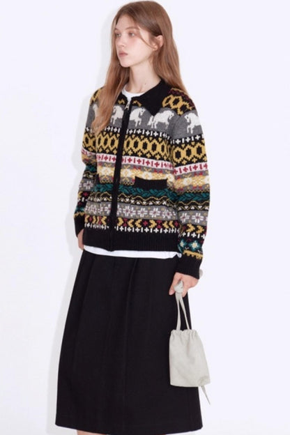 Textured Little Horse Cardigan