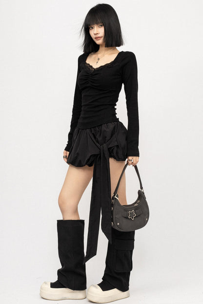 Backless Strappy Long Sleeve Top