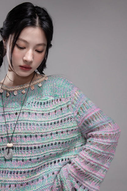 Sea Foam Wool Knit Pullover Top