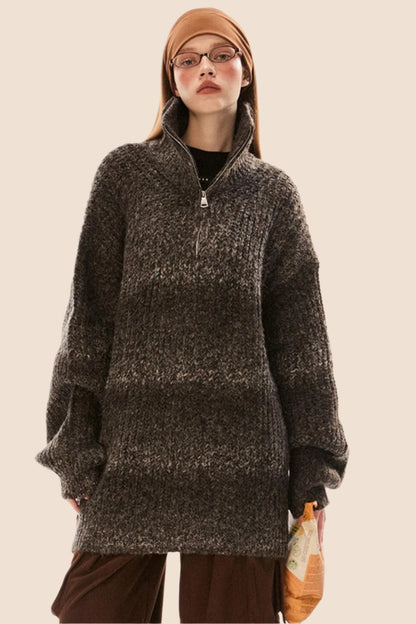 Niche Design Contrast Knit Sweater