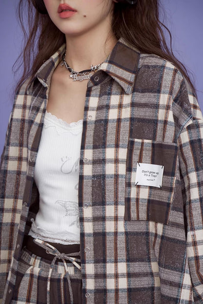 American Casual Loose Shirt Jacket Set-Up