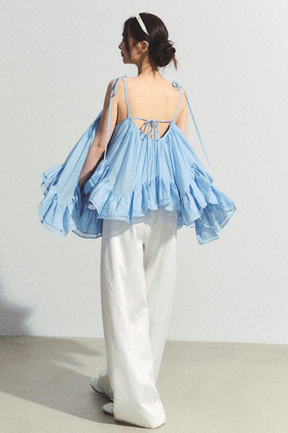 White Tencel Wide-Leg Trousers