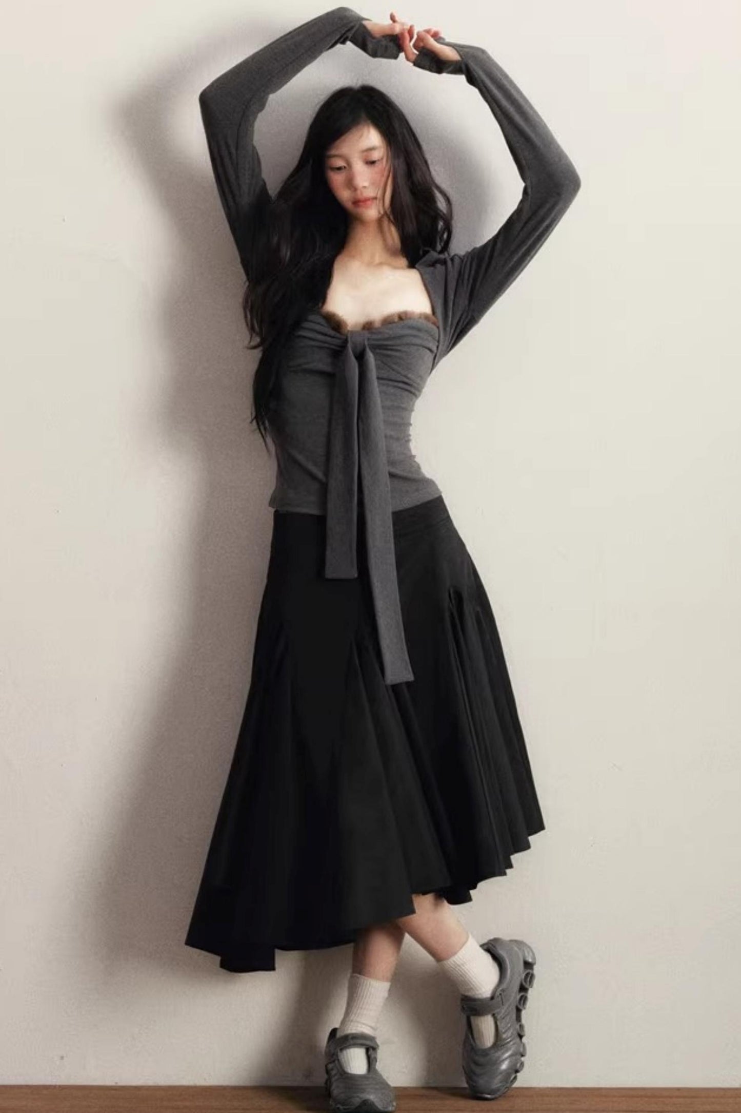 Deep Flower Bandeau Knitted Cam Jacket Set-Up