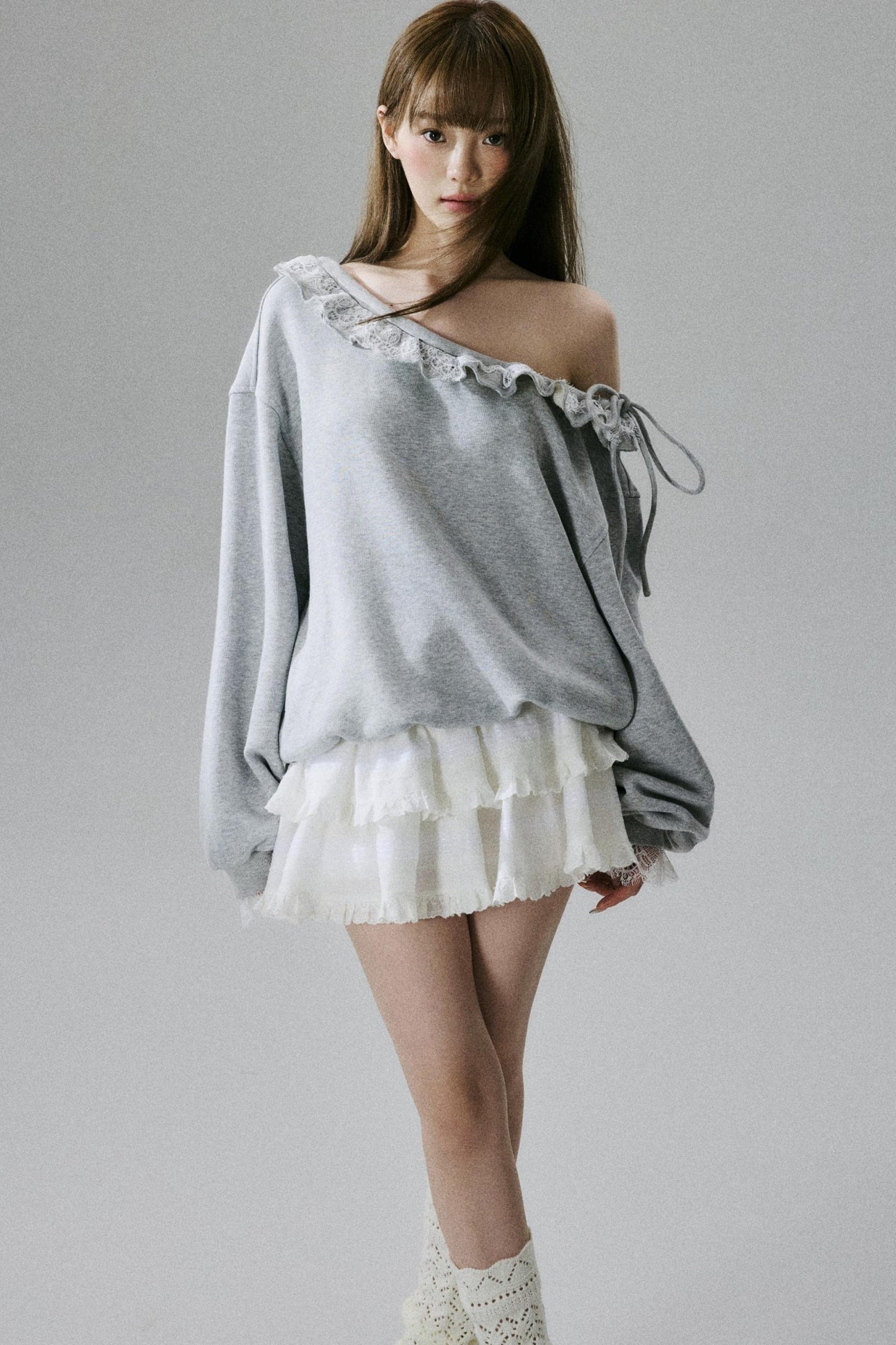 Lace-Trimmed Sweatshirt
