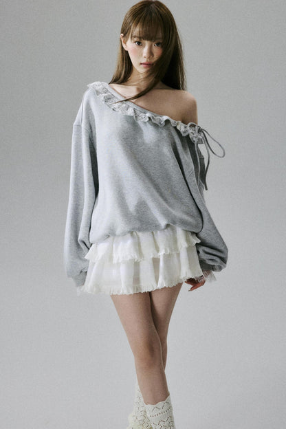 Lace-Trimmed Sweatshirt