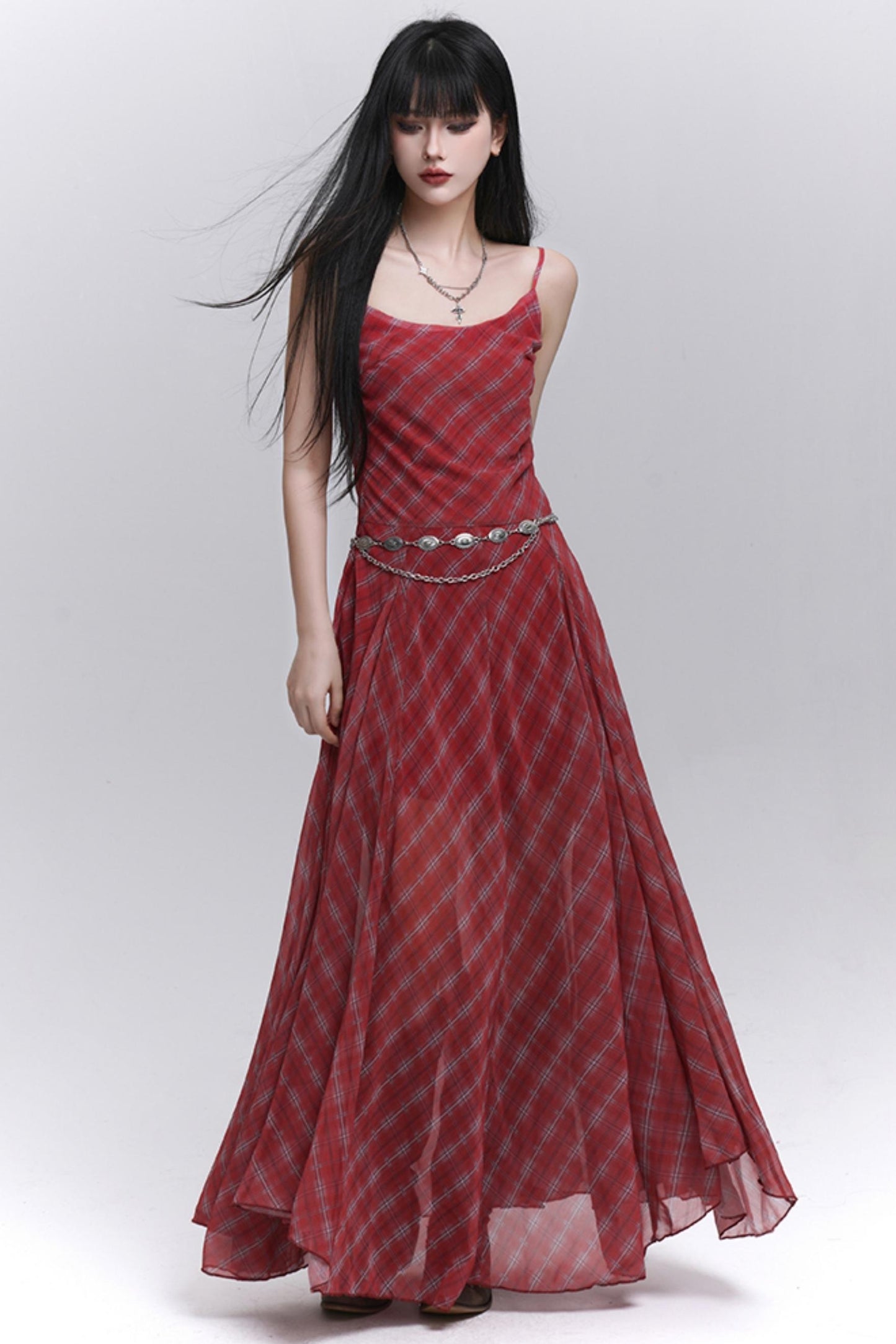 Pink Plaid Halter Dress