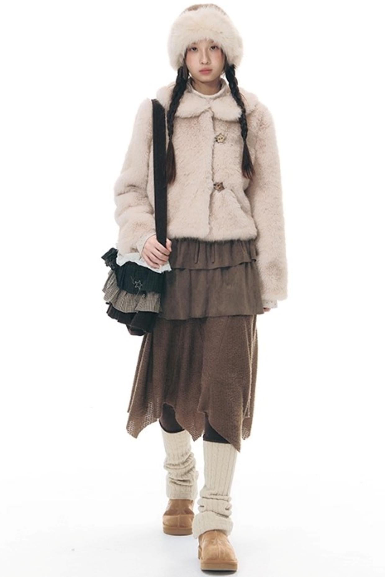 Patchwork Irregular Umbrella Skirt