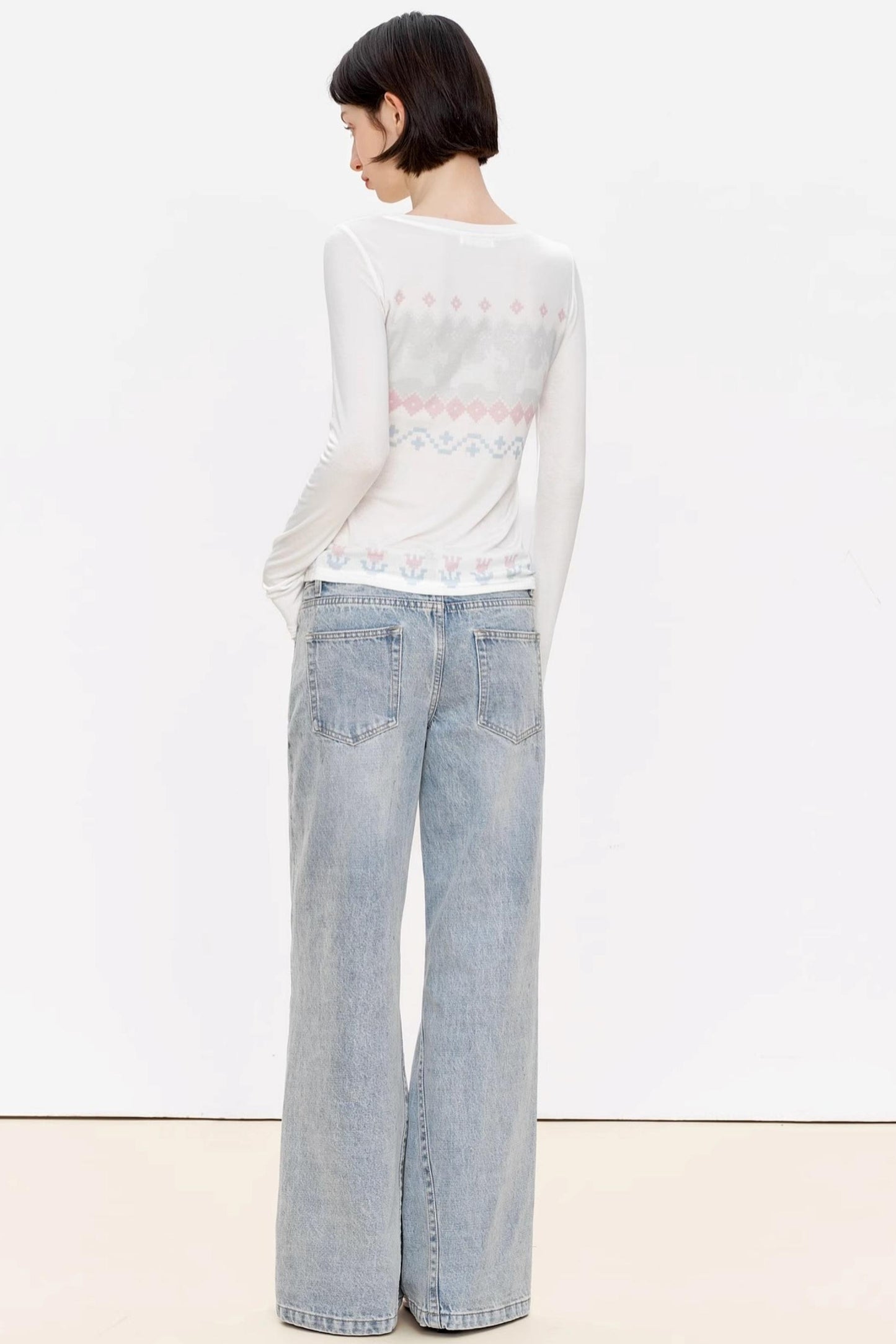 Fair Isle Wool Blend Long Sleeve Tee