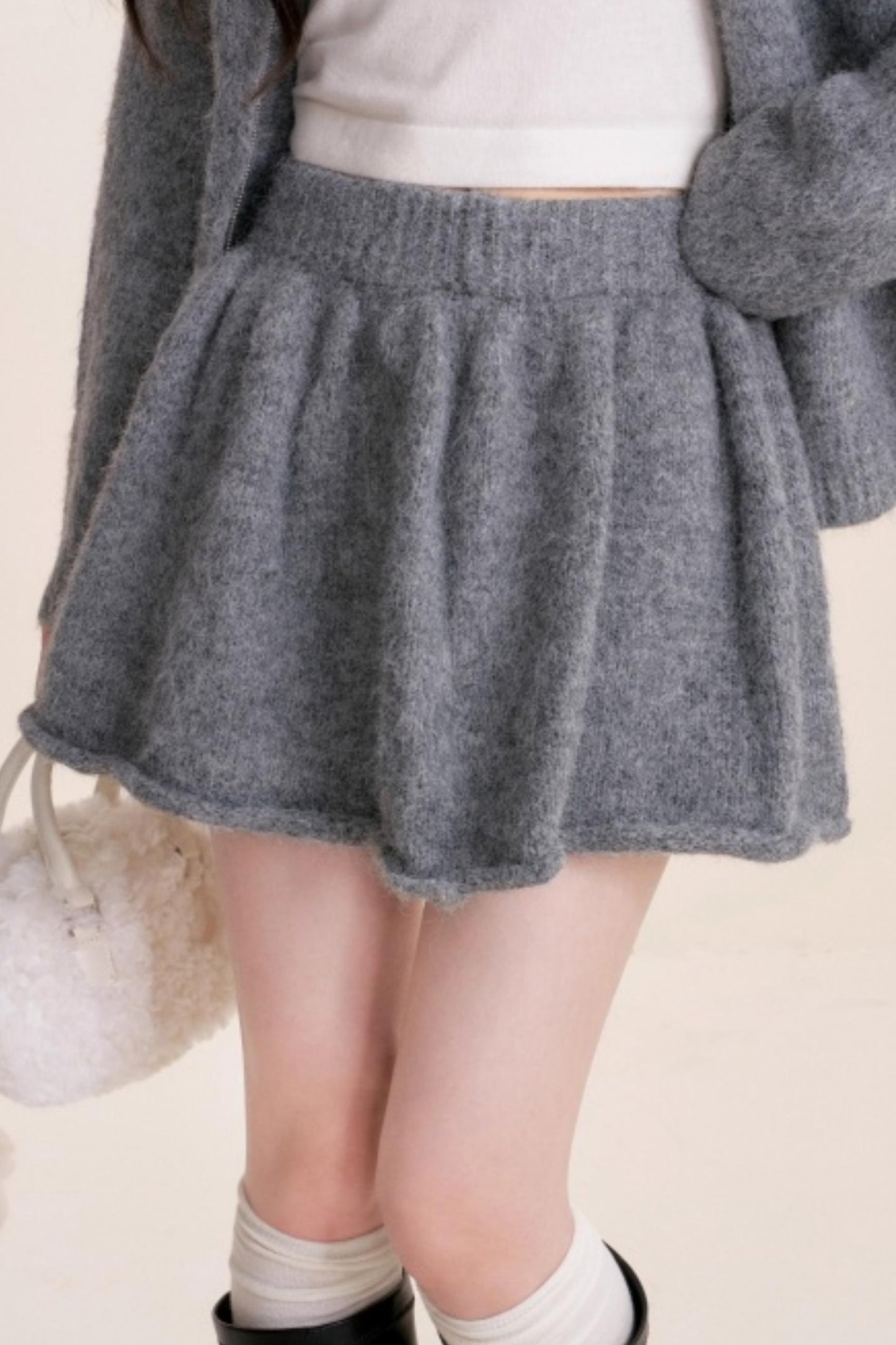 Winter Gray Knitted Cardigan Set-Up