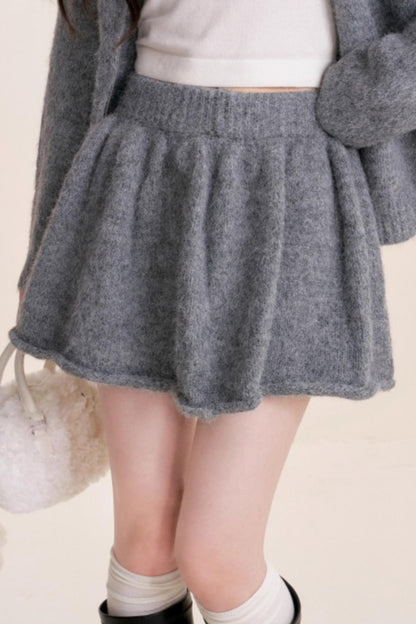 Winter Gray Knitted Cardigan Set-Up
