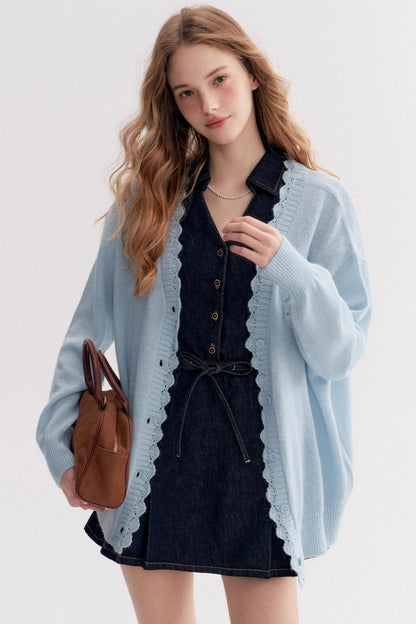 Lazy Cotton V-Neck Denim A-Line Dress