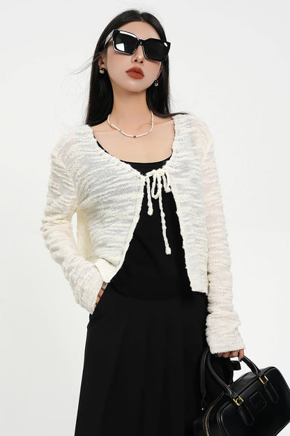 Niche Cropped Knit Cardigan