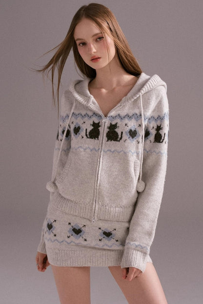 Fair Isle Woolen Skirt Set-Up