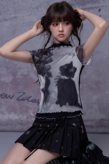 Retro Double-Layer Mesh Top