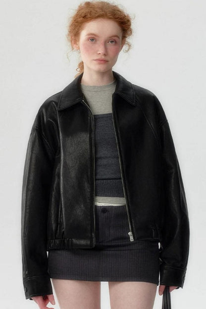 Soft Leather Lapel Jacket