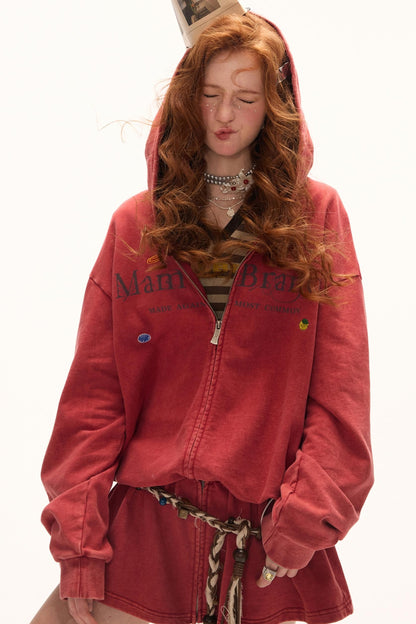 Autumn Logo Hooded Zipper Dress