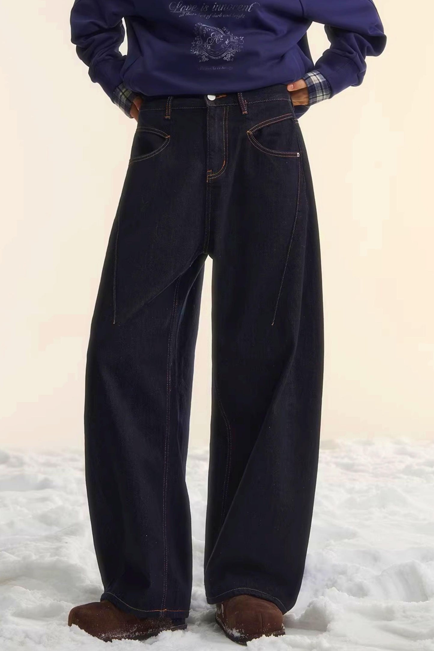 Brushed Distressed Retro Jeans