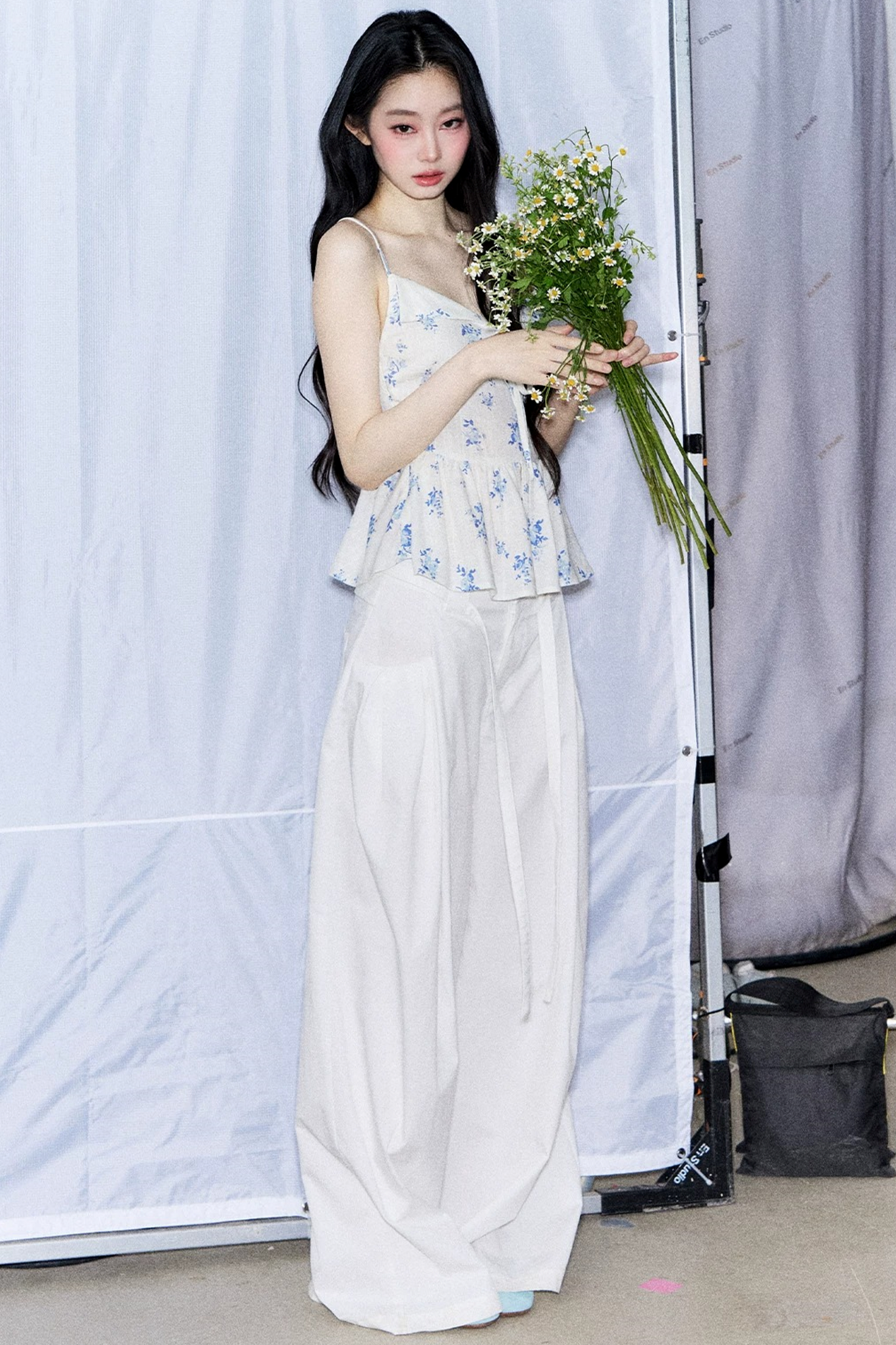 Ruffled Floral Drawstring Vest