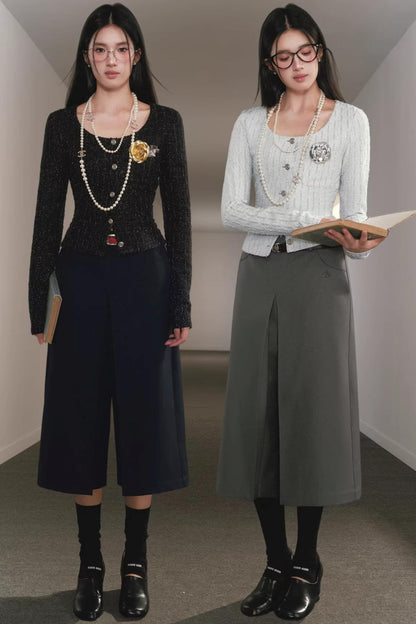 Silver Silk Retro Cardigan Top