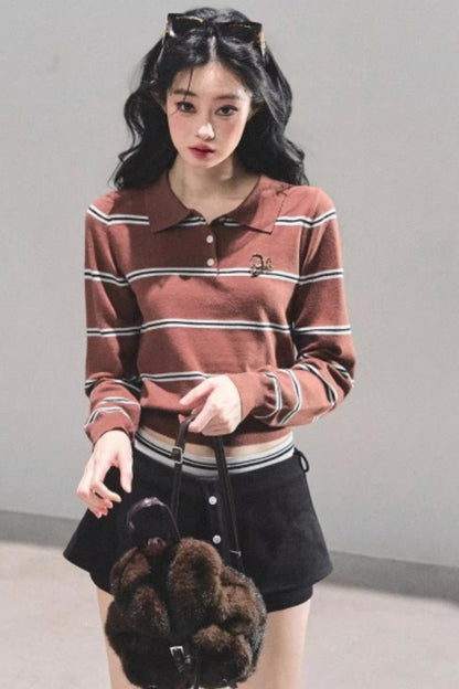 Polo Collar Knit Top