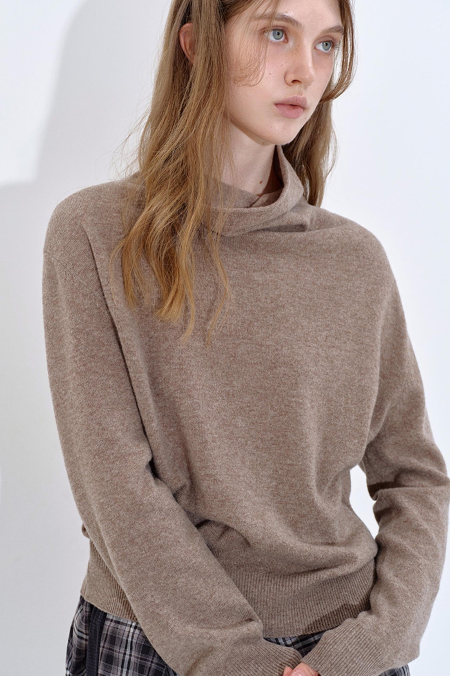 High Cashmere Wool Tricolor Knit Top