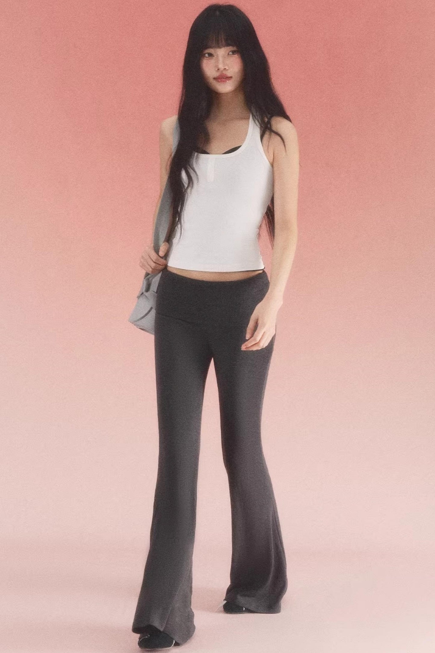 Pantalones de punto con cinturilla doblada