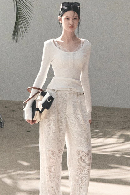 Hollow Crochet Lace Pants