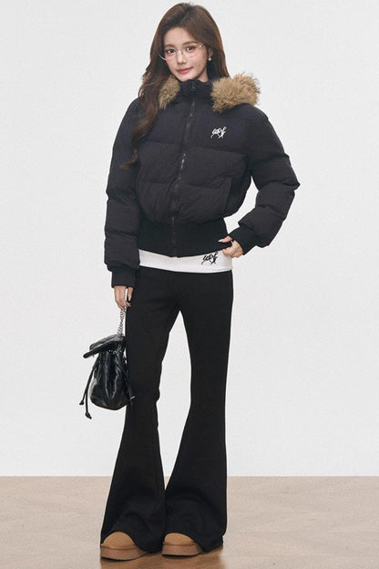 Fur Collar Cotton Jacket Set-Up