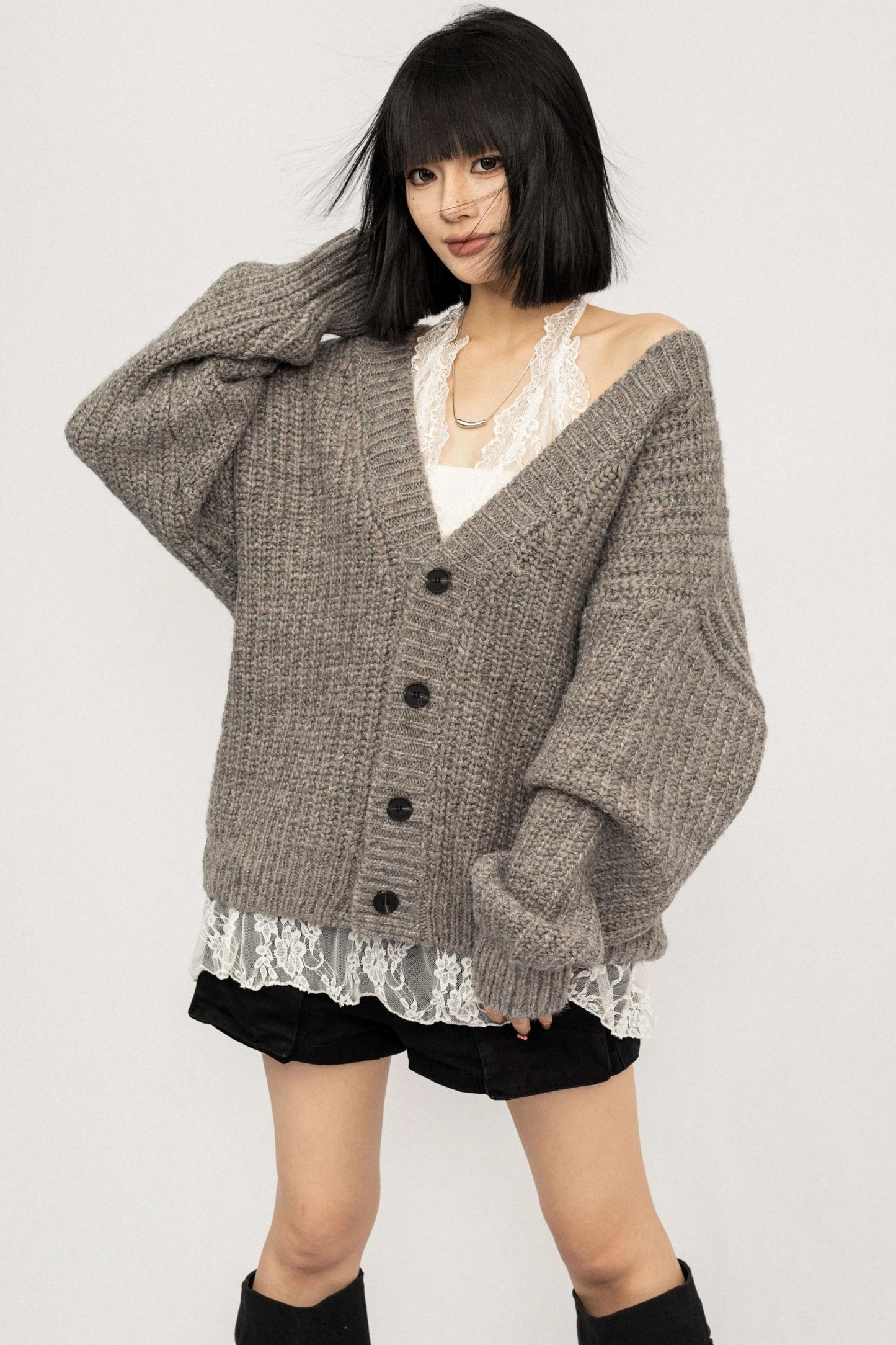 Winter Vintage V-Neck Knitted Cardigan