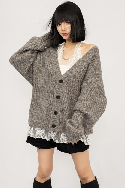 Winter Vintage V-Neck Knitted Cardigan