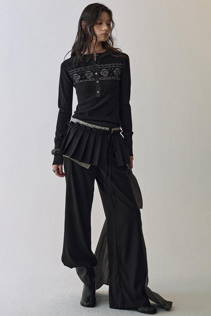 Pleated Wide-Leg Trousers